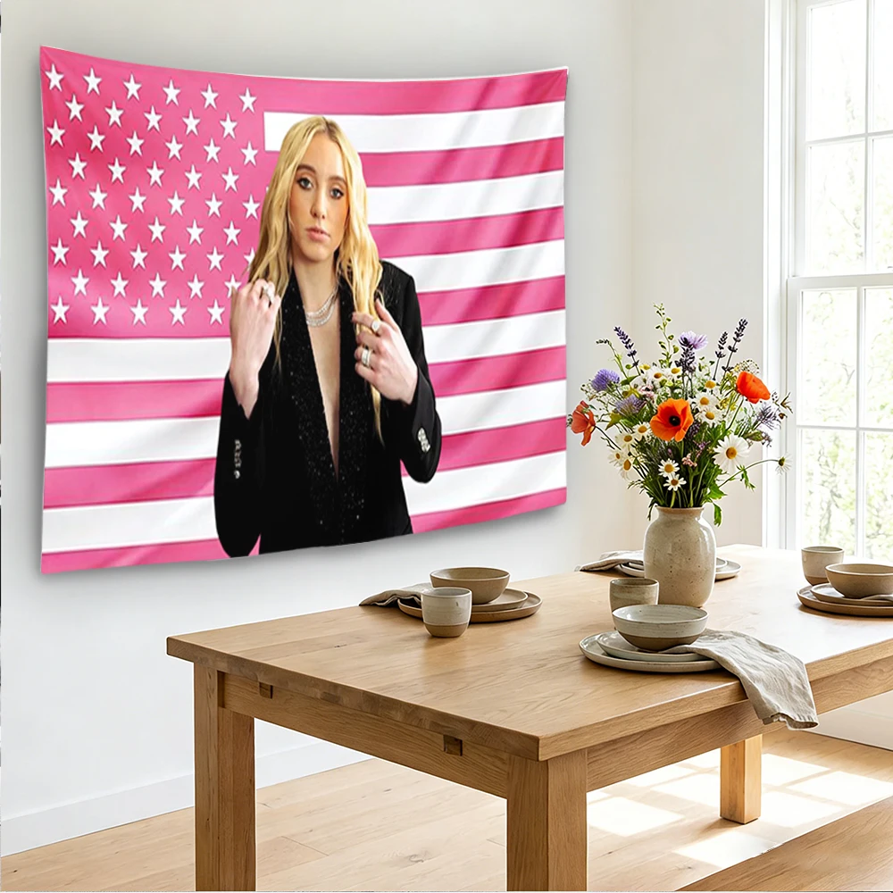 Paige Bueckers Pink American Flag Tapestry Basketball Star Portrait Wall Hanging Dorm Bedroom Decor Fan Banner