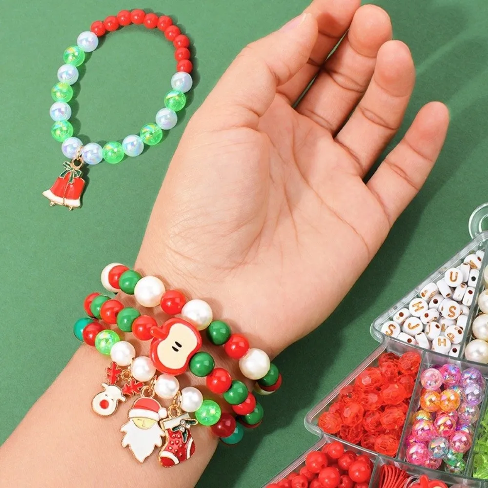Multi-Color Christmas Beading DIY Kit Complete Supplies Entry-level Bracelet Necklace Making Snowflake Shaped Handmade