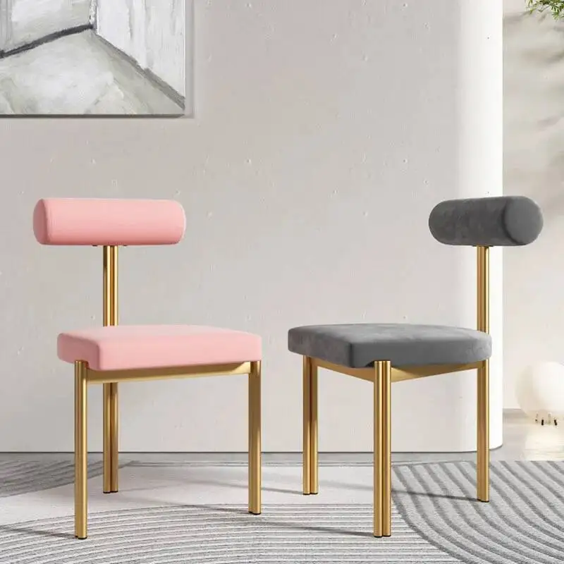 Designer Modern Dining Chairs Golden Metal Legs Minimalist Salon Wedding Vanity Makeup Chair Terrace Comedor Nordic Furniture