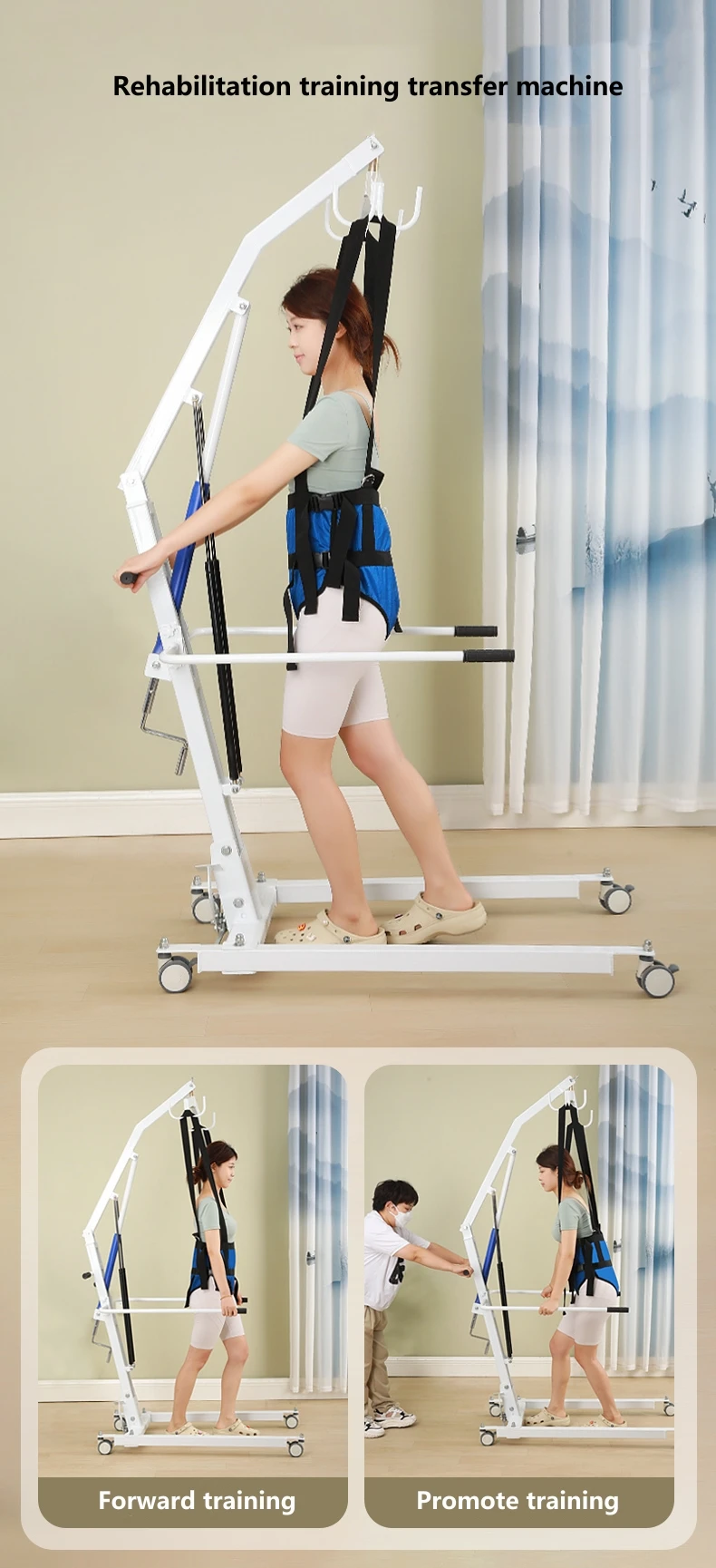 Adjustable Lightweight Medical Transfer Chair Lace-Up Closure for Disabled Persons Rehabilitation Walking Aid Home Care Portable
