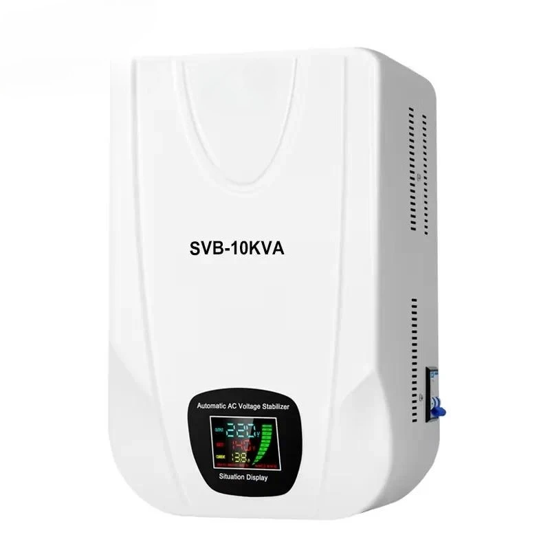 SVC-5000va 10000va AC Wall-Mounted Servo Control Single Phase Voltage Stabilizer LCD 220V AC Wall Regulator Home Appliances