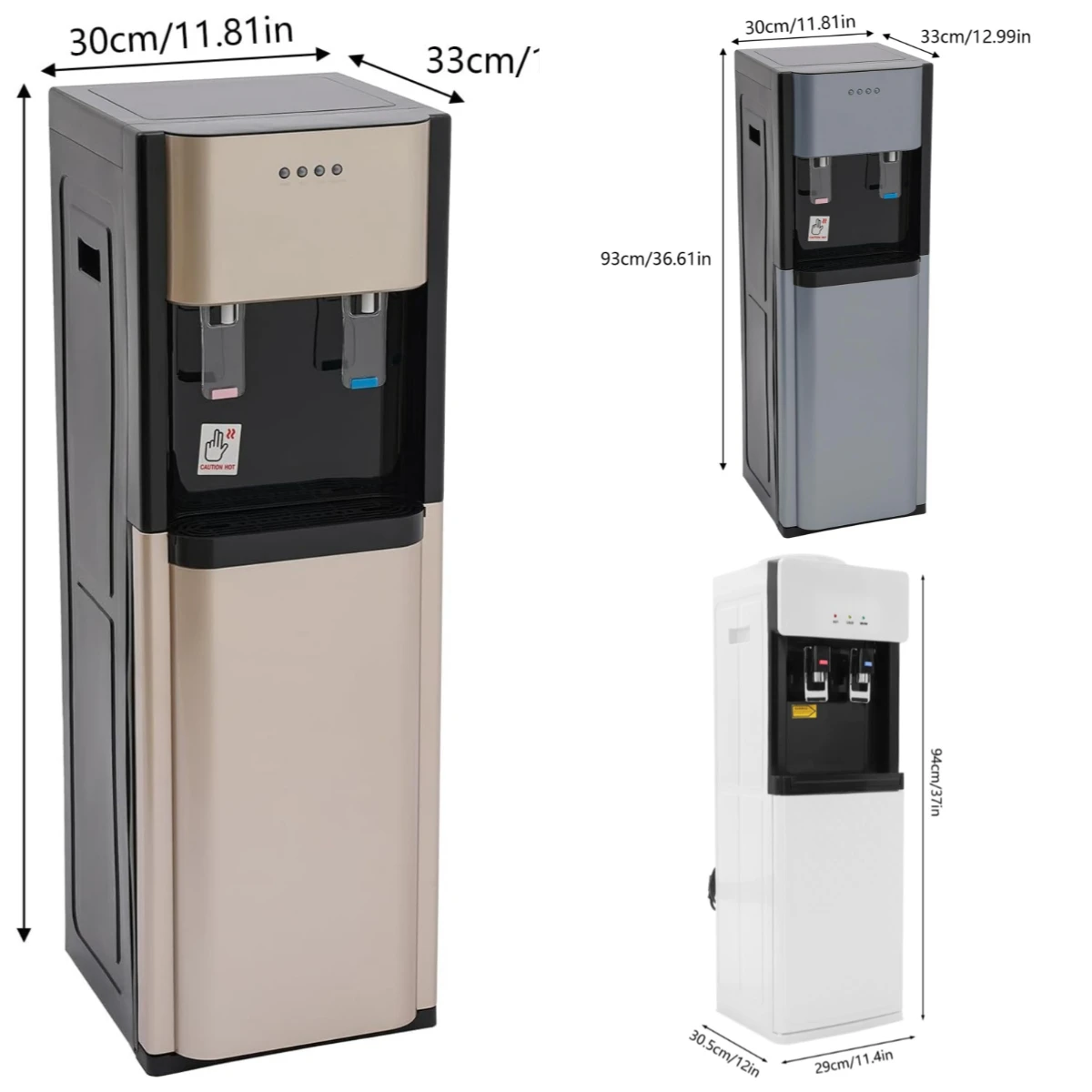 

Bottom Loading Water Cooler Dispenser for 5 Gallon, Freestanding Hot Cold & Cool Water Dispenser, Empty Bottle Indicator