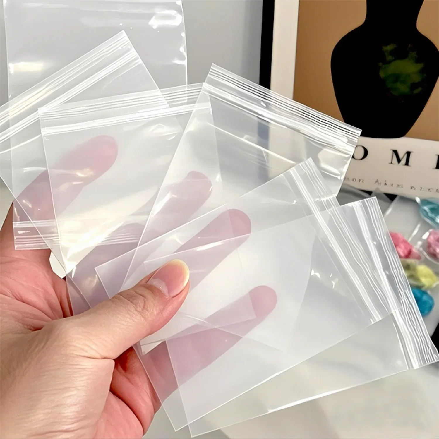 100-600Pcs Small Zip Lock Plastic Bags Reclosable Transparent Bag Vacuum Storage Bag Clear Bags Ziplock Food Storage Zip Bags