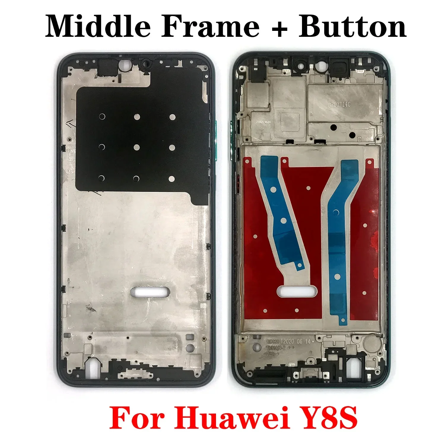 أفضل جودة الإطار الأوسط/الإطار الأمامي لهواوي Y8s Y9s P Smart Pro 2019 LCD الإطار الأمامي الإسكان الحافة + أجزاء إصلاح الزر