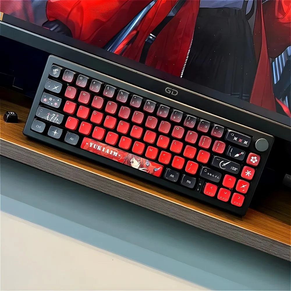 Red MDA Keycap Set, PBT e PC, 122 Chaves, Personalidade, Tema Anime, Adequado para 61, 87, 104, 108 Teclado Mecânico