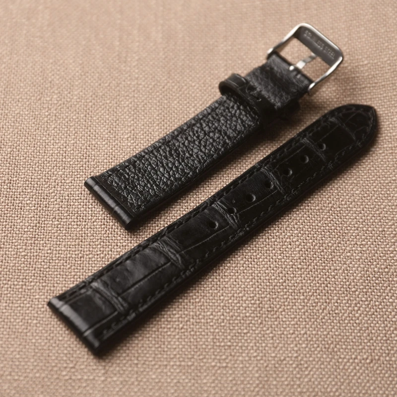 Handmade Alligator Strap, 18 19 20 21 22MM Bamboo Pattern American Crocodile Bracelet, Vintage Style Luxury Leather, S/M Short