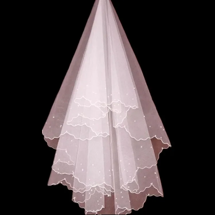 

White Ivory Wedding Veil with Pearls Accessories For Brides Gown 2024