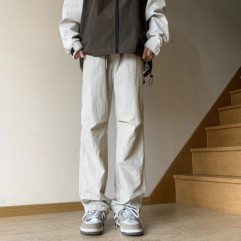 

Мужские уличные ветрозащитные повседневные брюки в американском ретро-стиле, свободные прямые брюки для весны и осени, модель «Зонт-солдат»