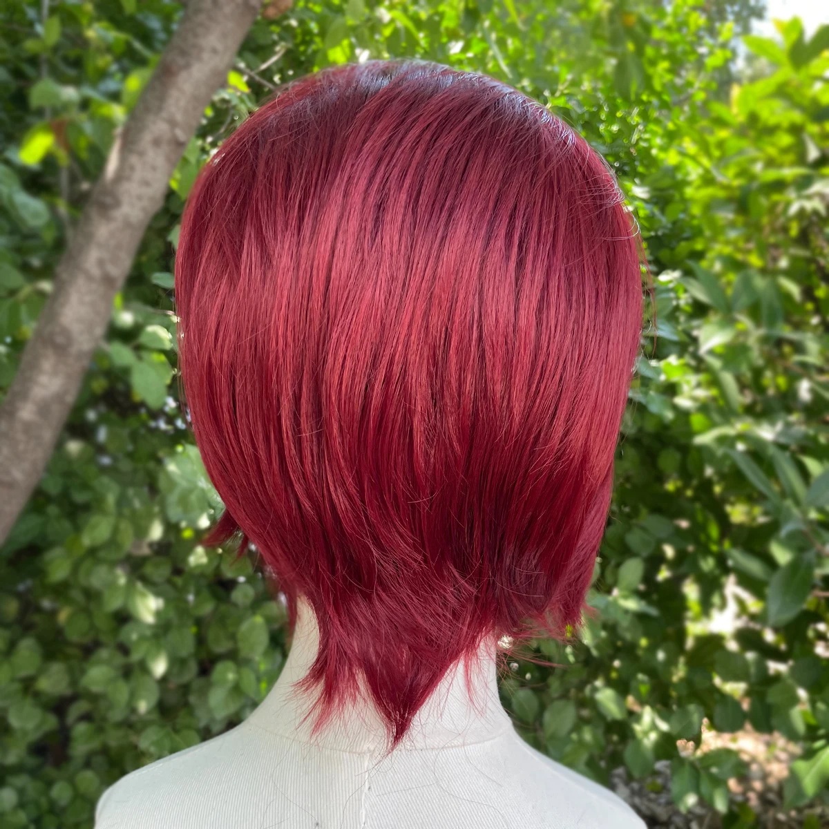 Dark Red Short Bob Cut Synthetic Lace Front Wigs for Black Women Cosplay 13x4 Lace Front Wigs for Men Free Part 150% Piexie Wigs