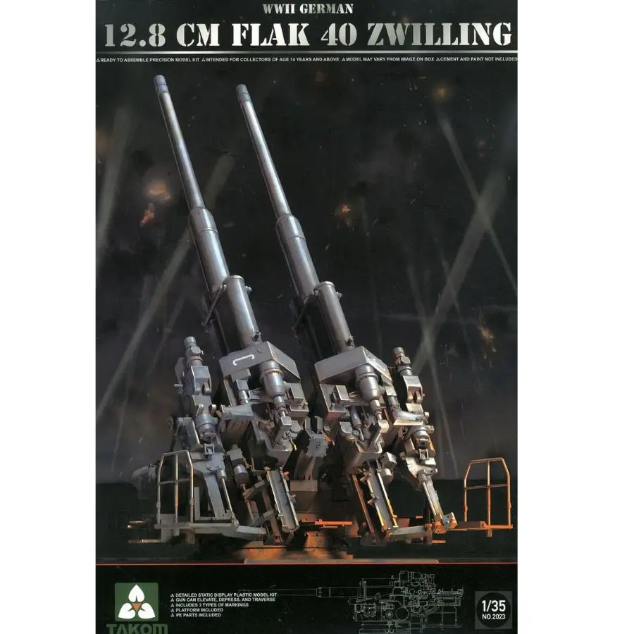 2023 Takom 1/35 12.8cm Flak 40 Zwilling (Plastic Assembly Model Kit)