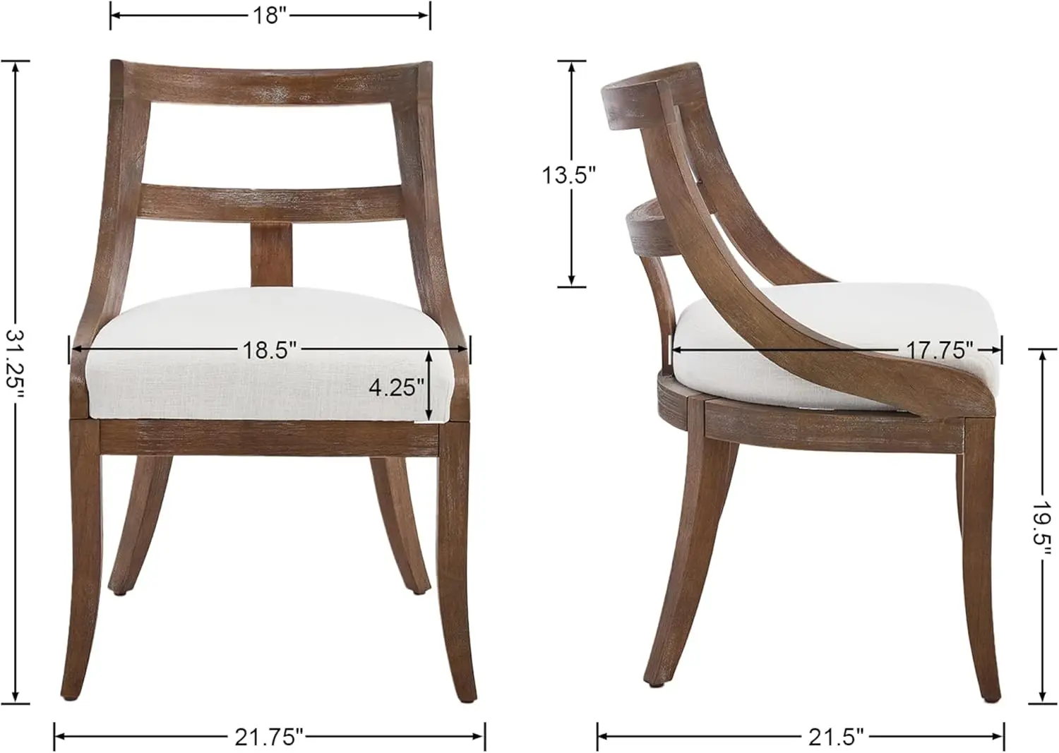 Modern Farmhouse Dining Chairs Set Of 6 Mid Century Upholstered Dining Chair With Wooden Curved Back Kitchen Chairs For Dining