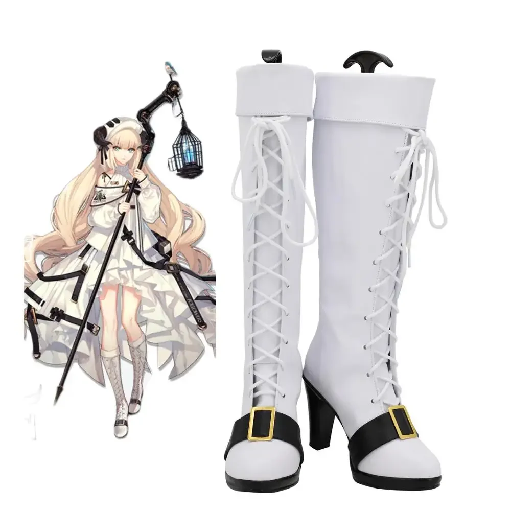 Arknights Nightingale Cosplay Boots White High Heel Shoes Custom Made