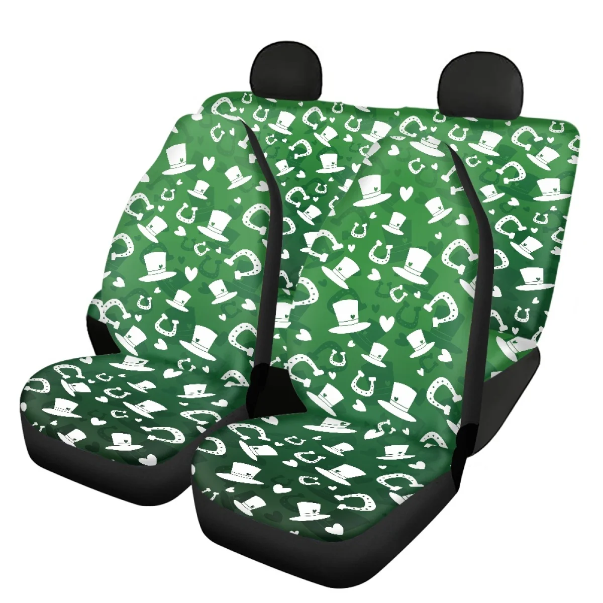 St. Patrick's Day Fashion Design Car Seat Covers for Women Girly Accessories Set of 2 Soft Front and Back Seat Protector Covers