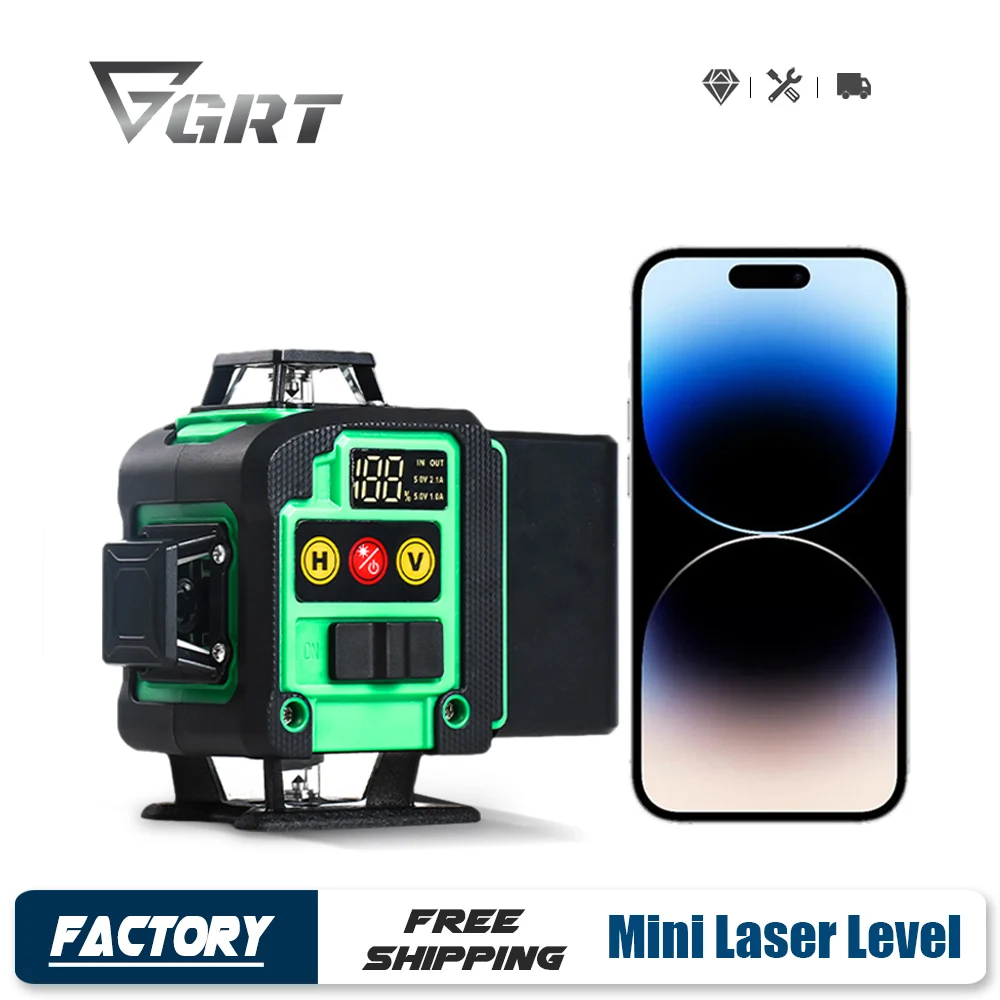 

Mini 16 Lines Laser Level Green Lines Self-Leveling 360 Horizontal Vertical Cross Super Powerful Green Beams 4D Laser Level