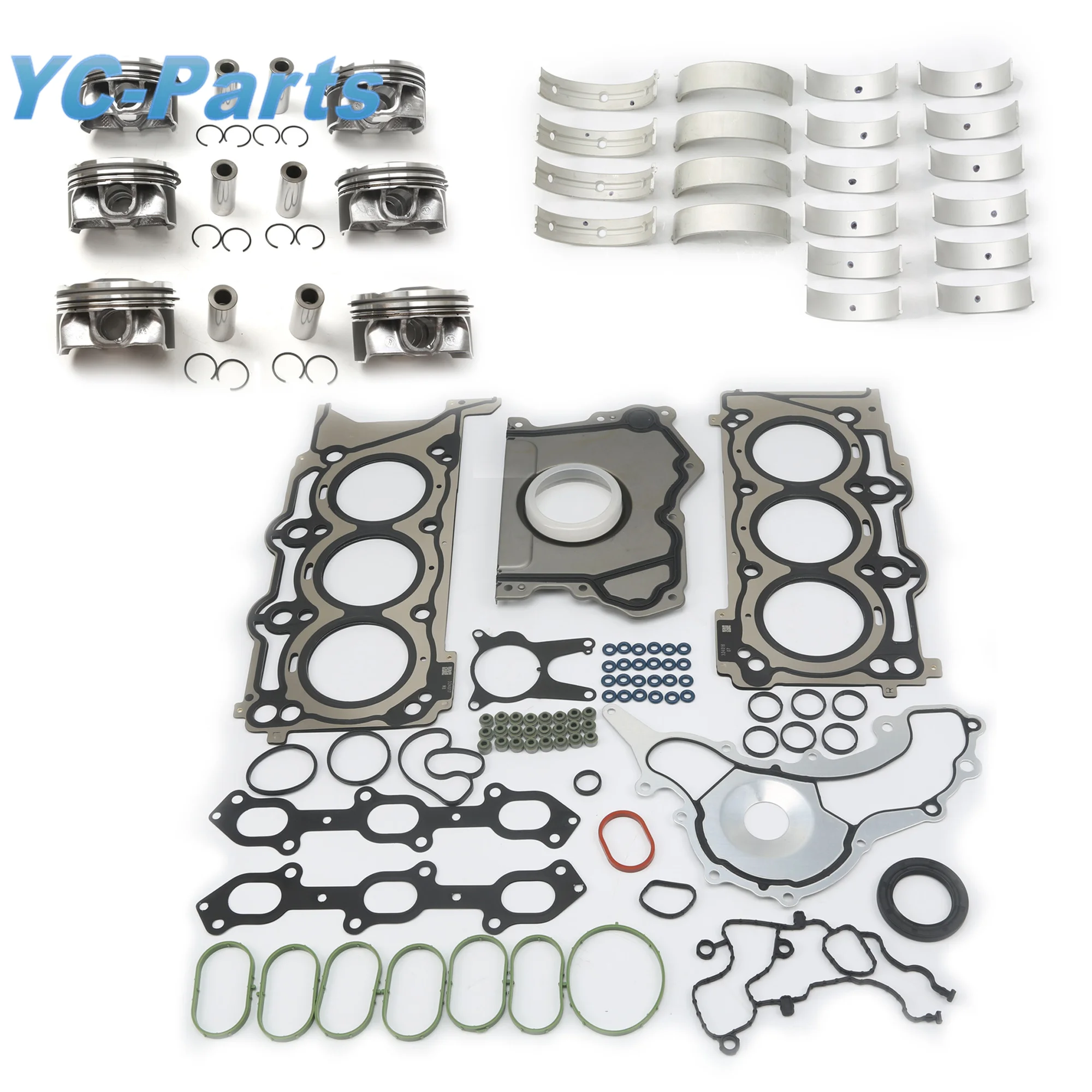 

M156 3.0BT V6 Engine Cylinder Head Gasket Set & Pistons & Bearings Rebuilding Kit for Maserati GHIBLI LEVANTE QUATTROPORTE M156