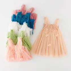 MILANCEL Summer New Baby Girl Dress Cute Butterfly Wings Suspender Mesh Dress Kids Princess Skirt