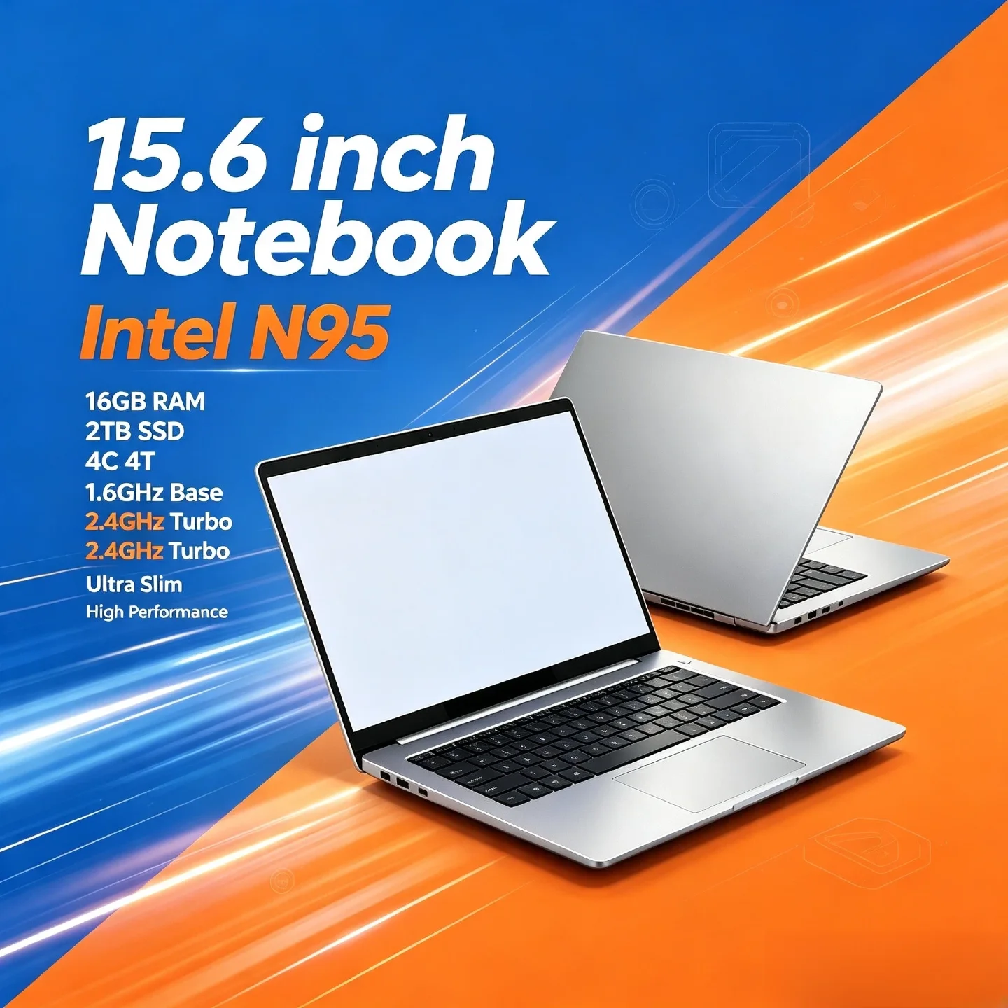 N95 Intel 2026 15.6 Inch Portable Laptop 32GB DDR4 2TB SSD 7500mAh Office Gamer Notebook Backlit Fingerprint Pro Unit