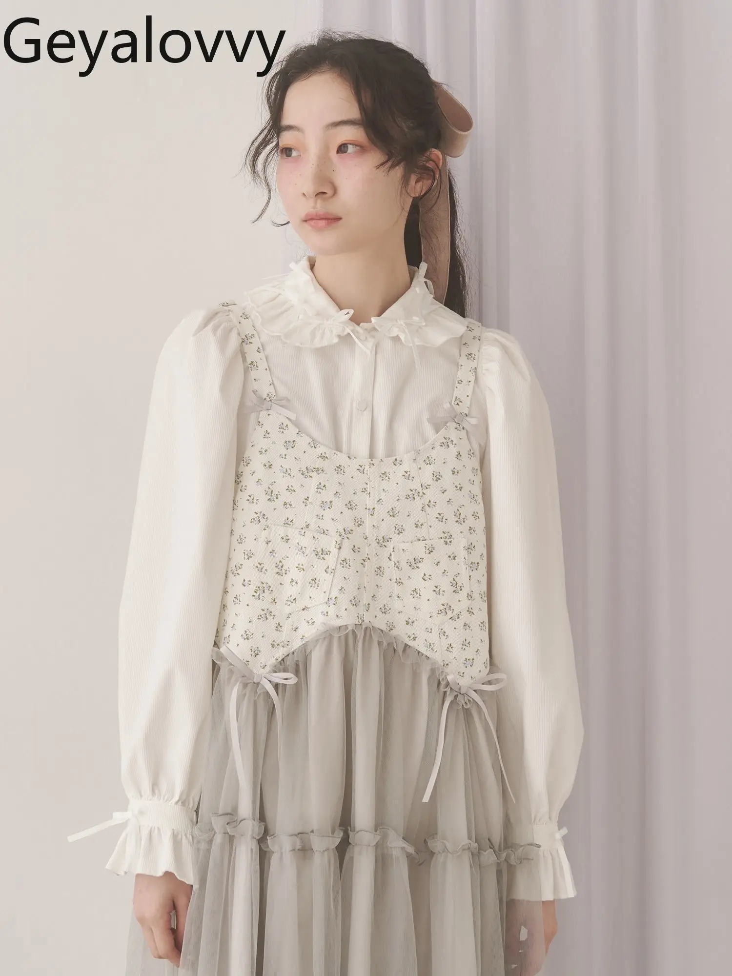 

Сплошной цвет, повседневная рубашка для девочек, рубашка с воротником из ленты и бантом, осенне-зимние топы с длинными рукавами для женщин, новинка 2025 года, Blusas De Mujer