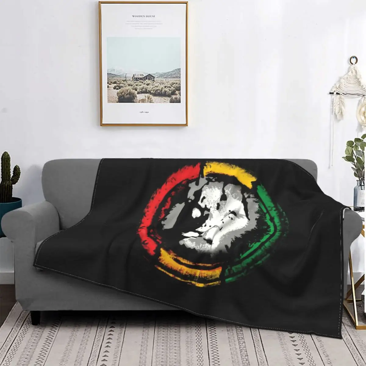 

Rasta Reggae Lion Blanket Soft Fleece Spring Autumn Warm Flannel Jamaican Pride Throw Blankets for Sofa Travel Bedroom Quilt