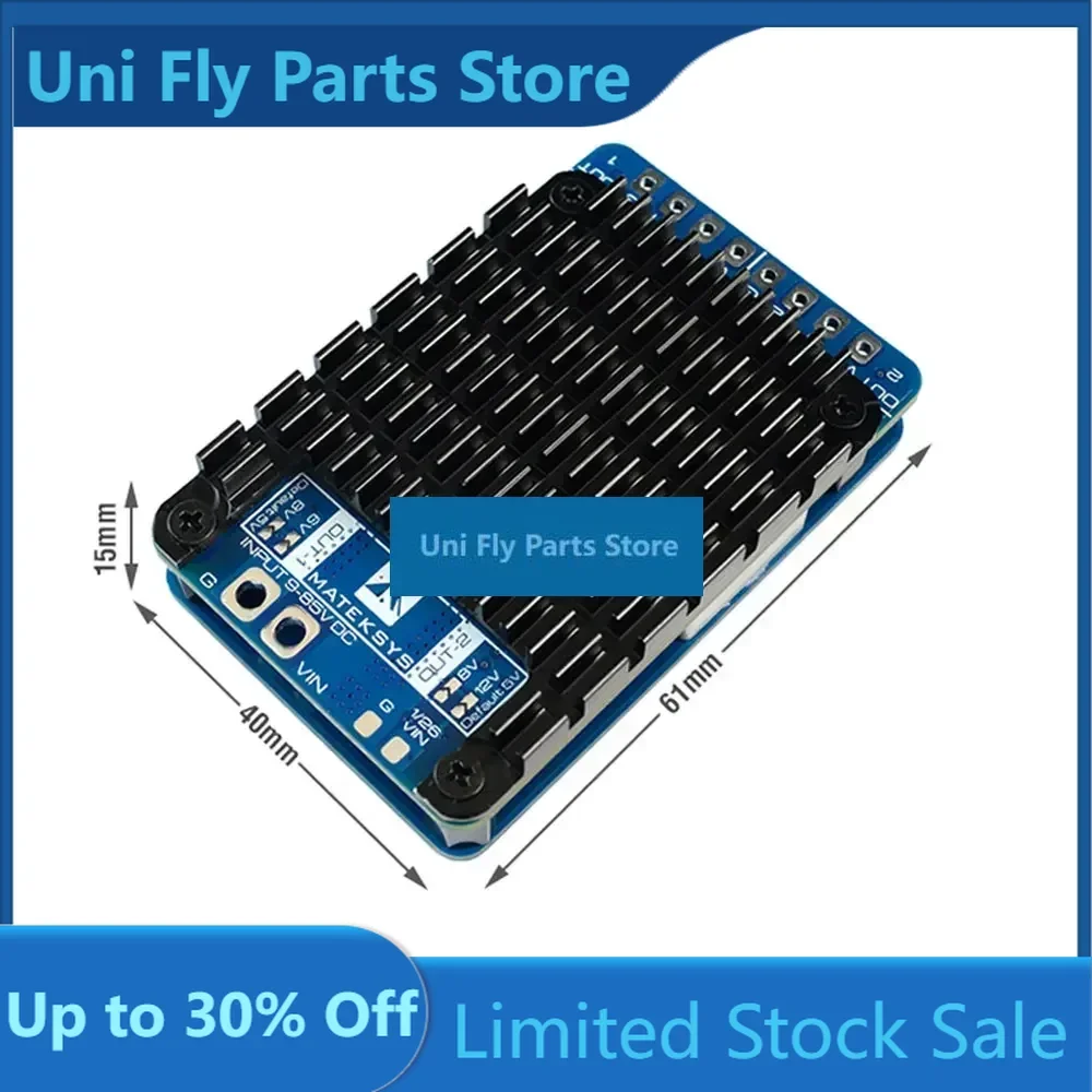 UniFlyMatek PM20S-2 Power Module, 9-85V Input Dual Step-Down Regulators 5.3-12.2V 15A, 1K:25K Divider For FPV Drone