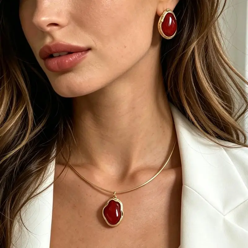 2 Pcs/Set Gold Plated Baroque Pearl Jewelry Earrings Necklace For Women Date Party Wedding Gift