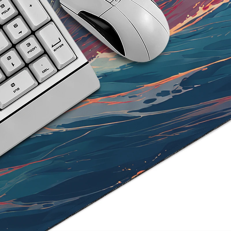 Red Sunset Ocean Waves Mouse Pad Gamer printon demand Custom HD Home Mousepad XXL Carpet Office Soft Table Mat