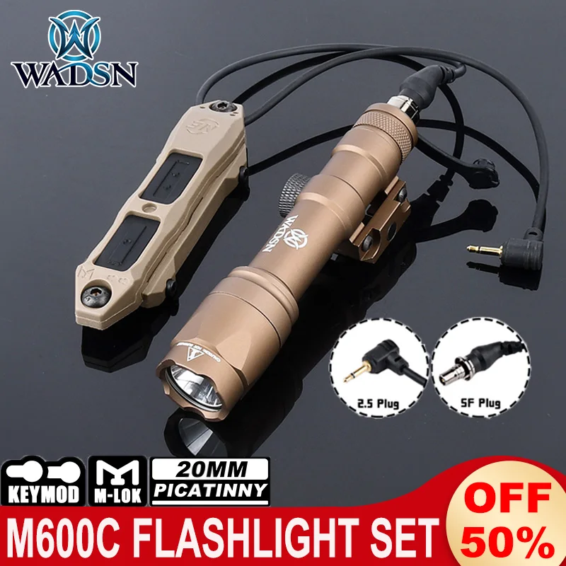 Wadsn Tactical M600C Flashlight Set M600c High Power Hunting Weapon Scout Light Remote Pressure Switch Fit M-lok Keymod 20MMRail