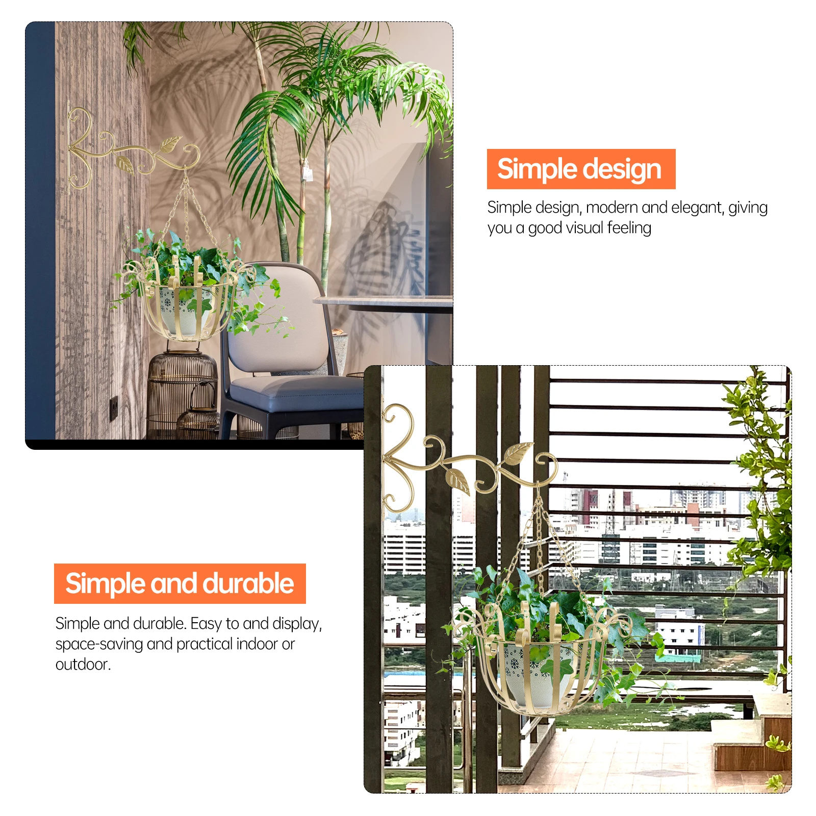 

1Set Wall Hanging Flower Basket Modern Simple Design Hanging Garden Planter for Home Balcony Ornament Decorative Flower