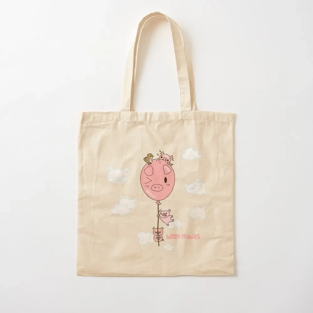 Giddy Piggies Balloon Ride Tote Bag university shopper bag Canvas bag for women cute pouch