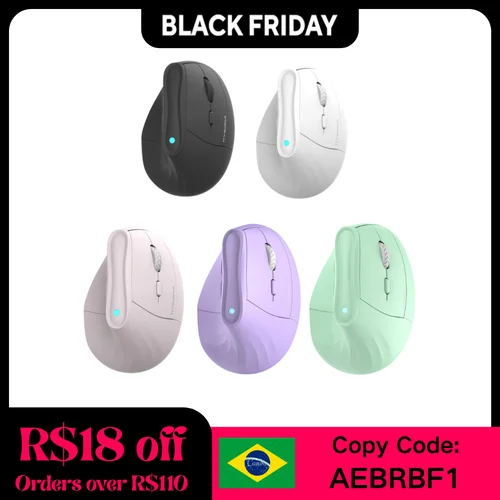 Kysona-ratón Vertical inalámbrico con Bluetooth, periférico ergonómico RGB, recargable, 4000DPI, 6 botones de silencio, para tableta, ordenador portátil, PC