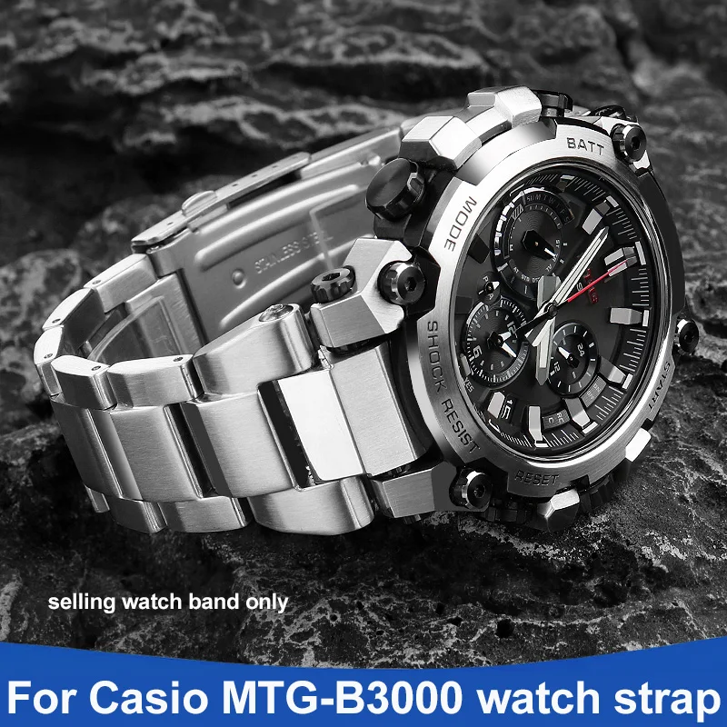 316L Solid Stainless Steel Strap For G-SHOCK Casio MTG-B3000 Series Quick Release Modified Raised Accessories For Men Watch band