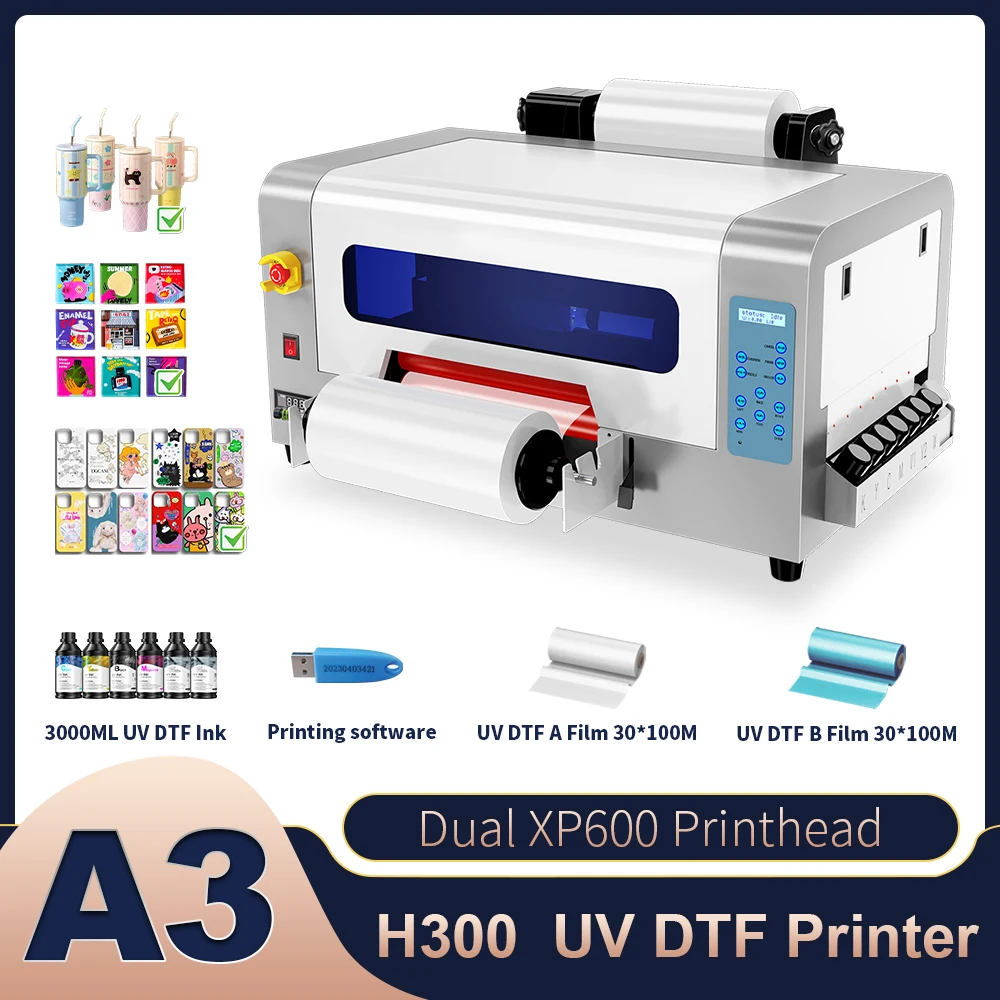 A3 UV DTF Printer For Epson XP600 Impresora A3 UV DTF Sticker Printing Machine A3 UV DTF Printer For Metal Acrylic Glass Bottle