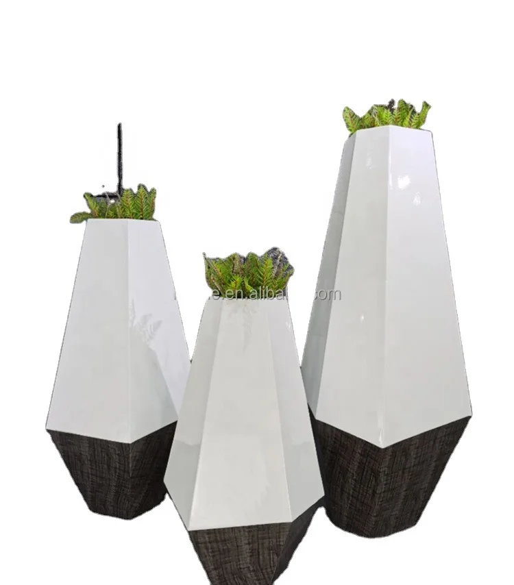 Hot selling Nordic White Fiber clay Flower Pot Outdoor Indoor Decoration Fiberglass Planter Pot For Home & Garden