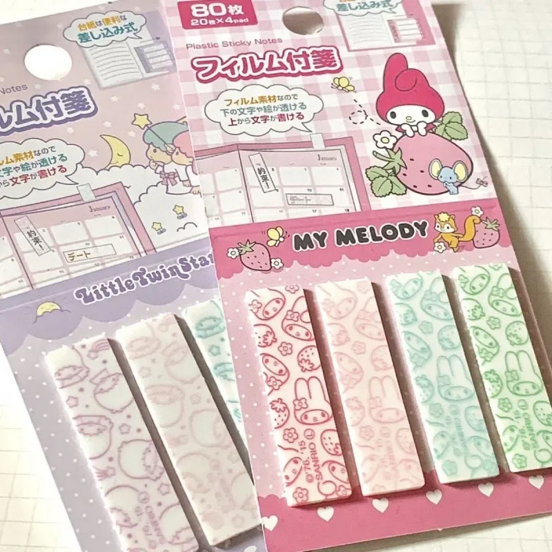 80 fogli Kawaii Sticky Notes Kuromi My Melody Cinnamoroll Notepad Index Tabs segnalibro cancelleria forniture per ufficio scuola regali