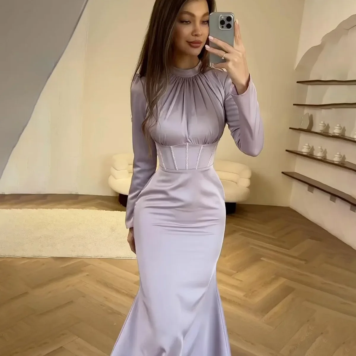 

Тонкое вечернее платье, женские мусульманские платья, плиссированные платья с длинным рукавом на шнуровке, нерегулярный халат, платье макси, Дубай, Абая, элегантные платья