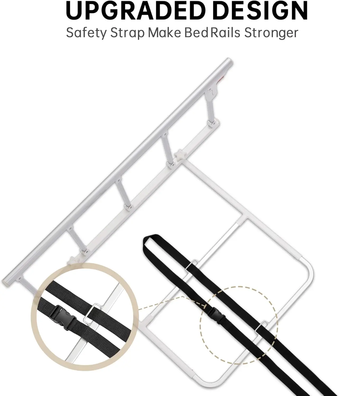 Bed Rails for Elderly Adults, Folding Bed Assist Seniors Safety Bed Guard Rail Handle to Prevent Falling Out of Bed, 48.6"x16.3"