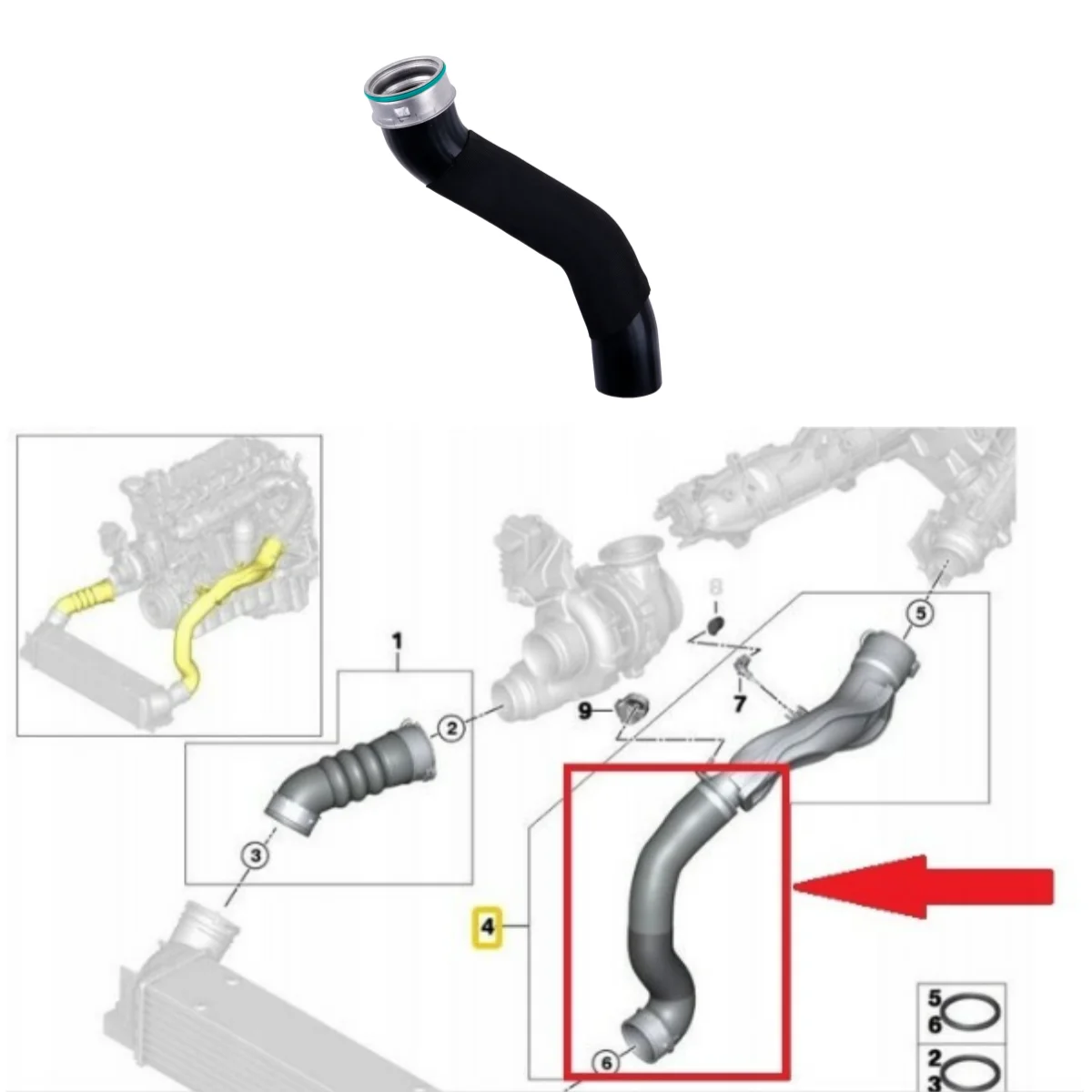 

Шланг турбокомпрессии, воздушный шланг интеркулера для BMW X6 30dX E71 N57 11617807986, нижний левый
