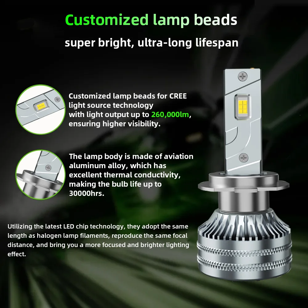 h7led أضواء H1 H3 H7 H4 LED H8 H11 9005 HB3 9006 HB4 9012 Hir2 Led المصباح لمبة Canbus السيارات عدة مصابيح الضباب السيارات 2 قطعة #3