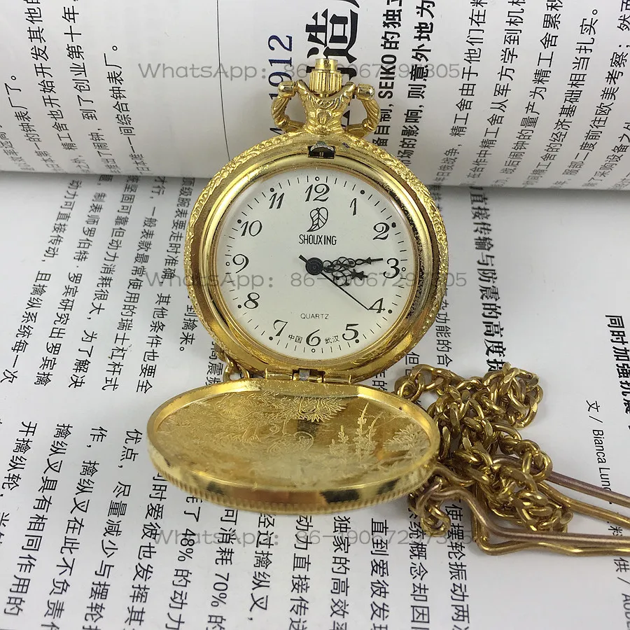 Wuhan Watch Factory, Shouxing brand digital white quartz pocket watch, diameter 43 mm