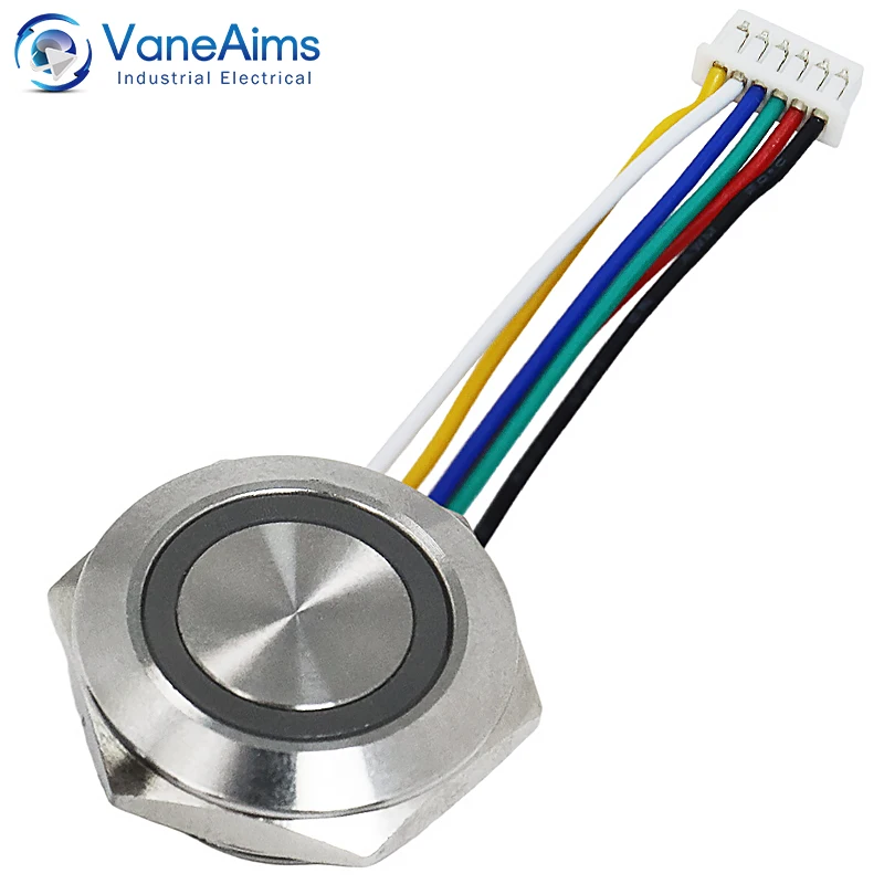 Momentary Ultra Short LED Light Switch 16/19/22/25/30mm 12V 220V 1NO Waterproof Metal Push Button with Dual Head Wire Connector