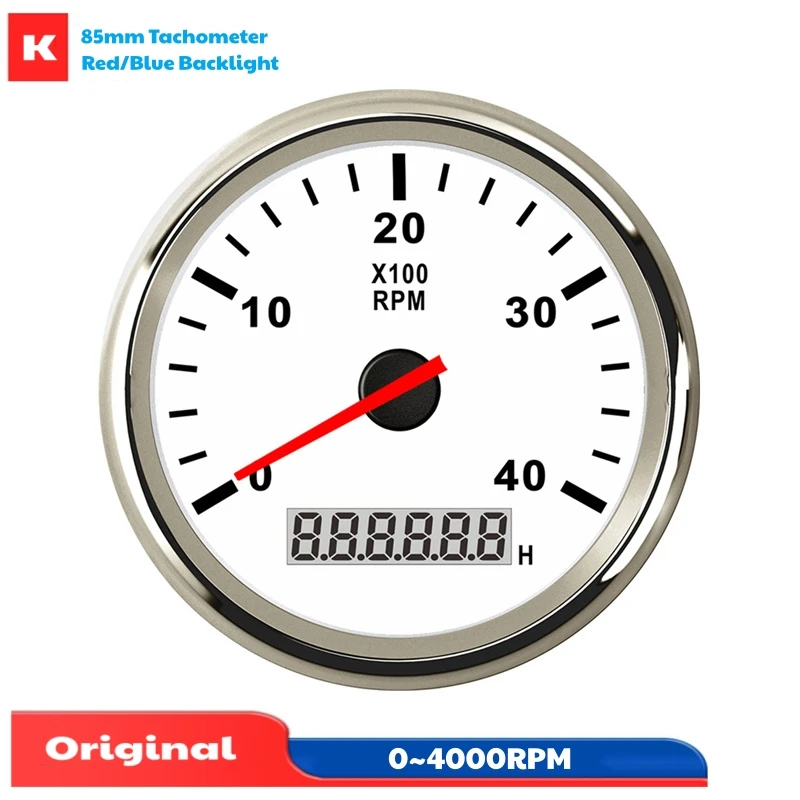 

Auto Truck Boat 85mm Tachometers Gauges Revolution Meters 0-4000RPM Show Rev Counters with Red / Blue Backlight & Hourmeters