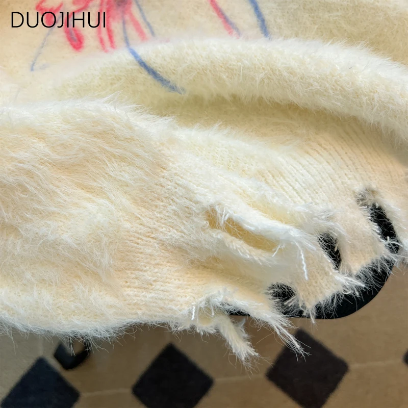 DUOJIHUI Irregular Chic Butterfly Basic O-neck Female Pullovers Autumn Fashion Simple Solid Color Casual Sweater Women Pullovers