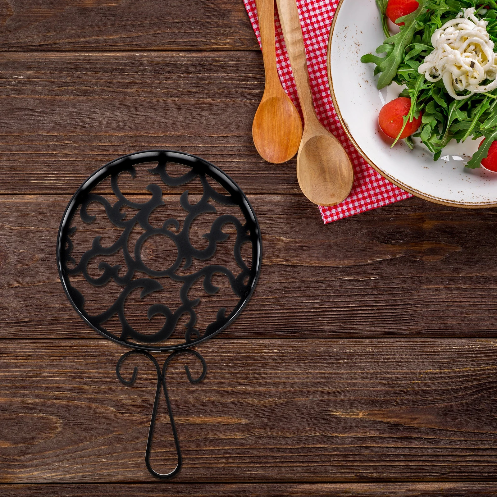 

Wrought Iron Dining Table Mat Household Pot Holders Heat Resistant Hot Pads for Rustic Decor Set