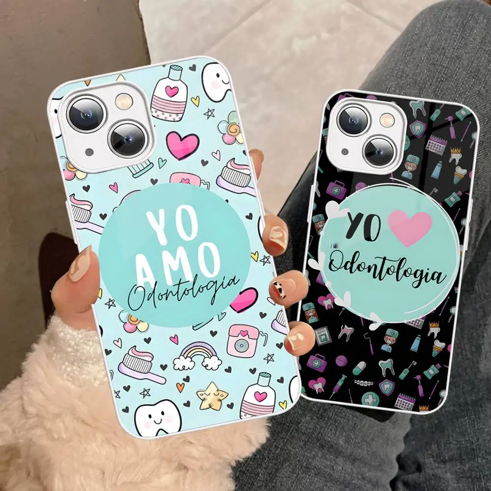 

Cute Dentist Teeth Tempered Glass For Iphone 14 13 12 11 Pro Mini XS MAX 14Plus X XS XR Fundas