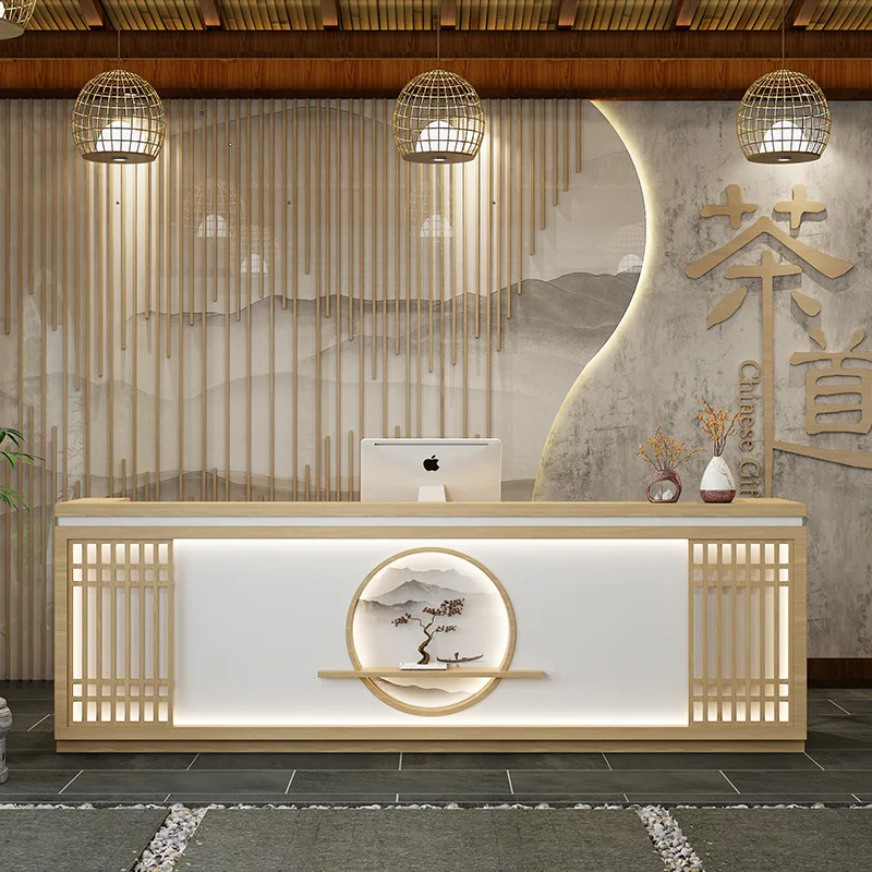Beauty Salon Checkout Counters New Chinese-style Company Front Desk Checkout Counters Reception Service Furniture Cajero JT40C