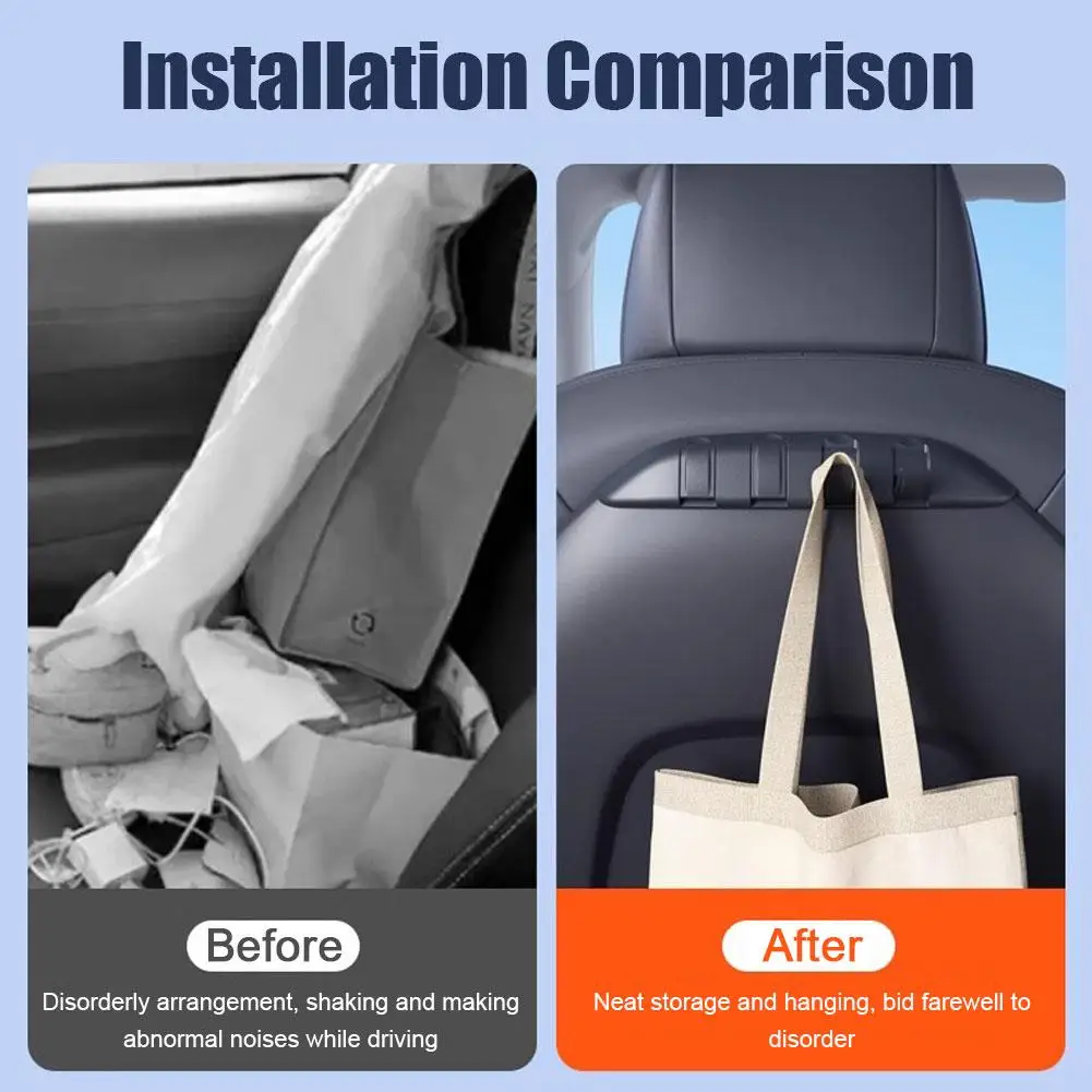 Car Front Seat Back Hook For Tesla Model Y 3 3+ Storage Rack Folding Backrest Hook Punch Free Car Interior Accessories 1pc