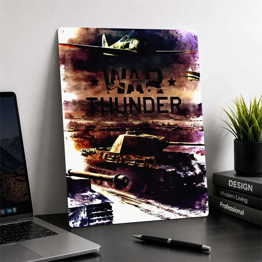 War Thunder Game 3D Printed Texture Poster Personalized Wall Art Retro Metal Tin Signs for Home Decor Ornaments Decoration Room