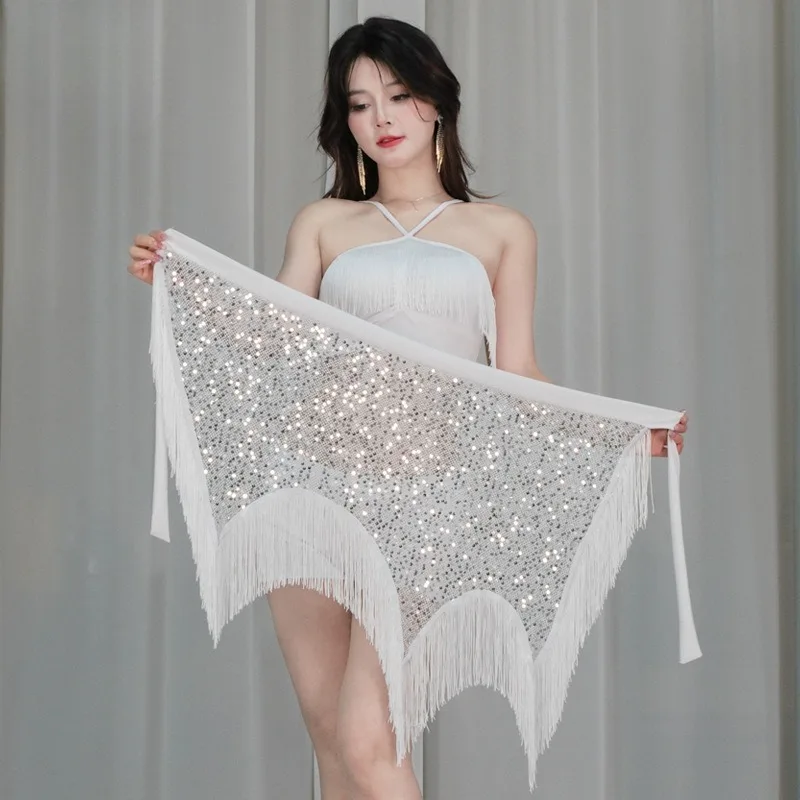 벨리댄스 연습복 허리 체인 스팽글 프린지 힙 스카프 오리엔탈 댄스 의상 다용도 허리 타월 공연 의상