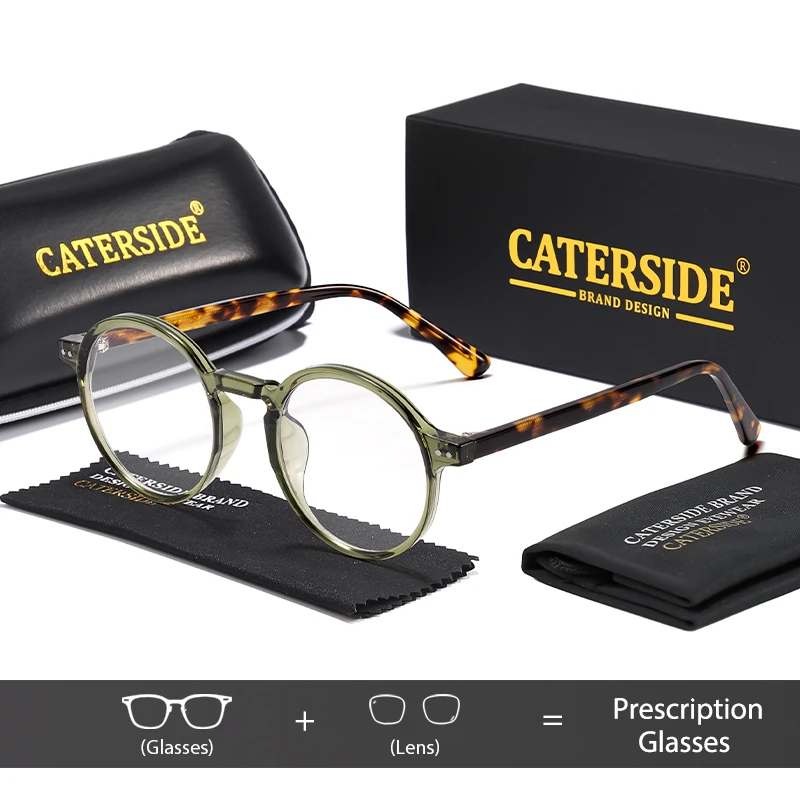 

CATERSIDE Vintage Men's Round Prescription Glasses High-Quality Tr90 Frame Customization Professional Optical Women Glasses