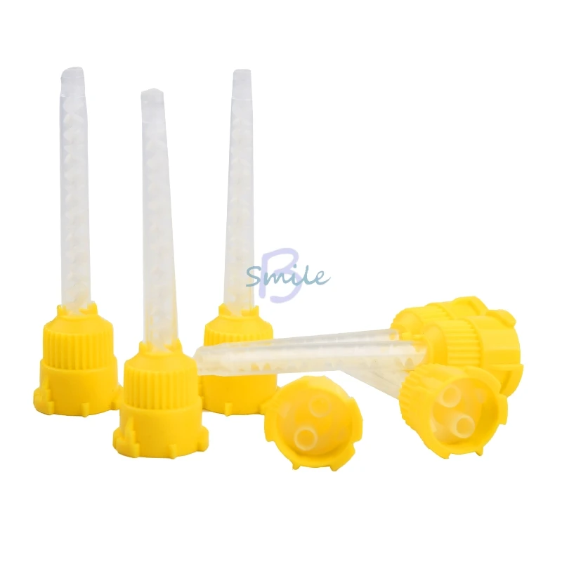 Dental Impression Mixing Tips Yellow 1:1 Intraoral Tip Disposable Silicone Rubber Mixing Head Mixing Tube Dentistry Materials